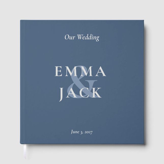 Libro De Visitas Elegant Blue Minimalist ampersand Wedding  (Anverso)