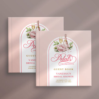Libro De Visitas Elegant blush gold petals prosecco Shower book