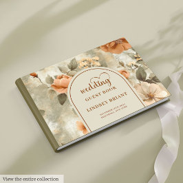 Libro De Visitas Elegant Boho Terracotta Ivory Sage Floral Wedding 