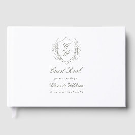 Libro De Visitas Elegant Botanical Crest Wreath Wedding