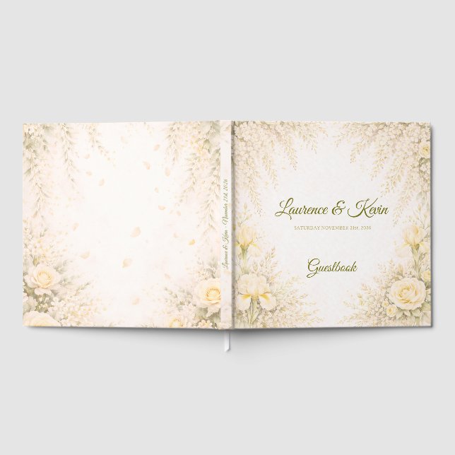Libro De Visitas Elegant Botanical Wedding Guestbook (Lleno)