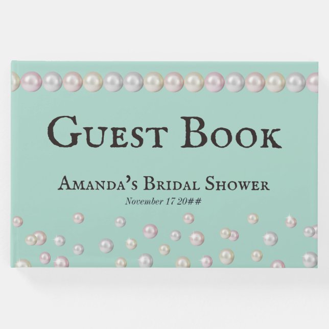 Libro De Visitas Elegant Bride & Co Azul Turquesa Perla Despedida d (Anverso)