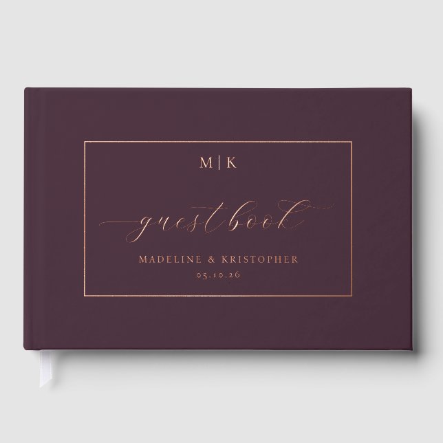 Libro De Visitas Elegant Burgundy Calligraphy (Anverso)