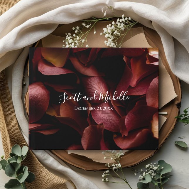 Libro De Visitas Elegant Burgundy Romantic Rose Guest Book (Subido por el creador)
