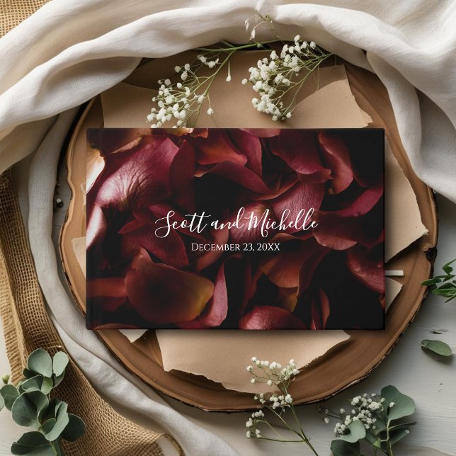 Libro De Visitas Elegant Burgundy Romantic Rose Guest Book (Subido por el creador)