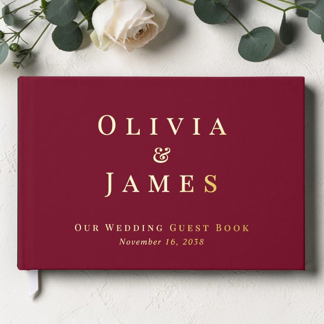 Libro De Visitas Elegant Burgundy Wedding (Elegant Burgundy Wedding Foil Guest Book)
