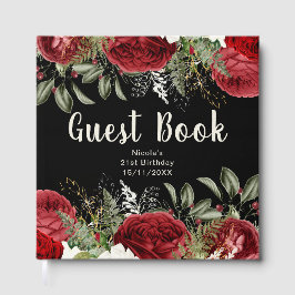 Libro De Visitas Elegant Christmas Red Flowers Birthday Party