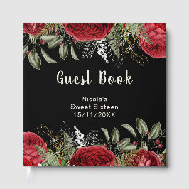Libro De Visitas Elegant Christmas Red Flowers Sweet Sixteen