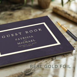 Libro De Visitas Elegant dark purple gold foil typography wedding