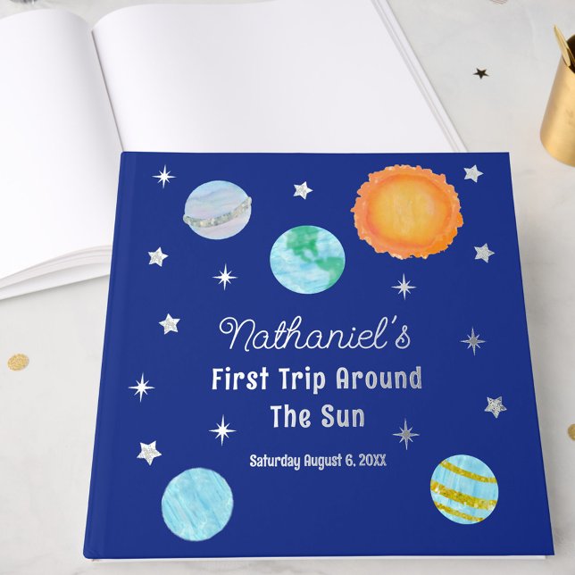 Libro De Visitas Elegant First Trip Around The Sun Boy's Birthday  (Subido por el creador)