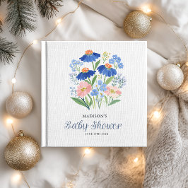 Libro De Visitas Elegant Floral Dusty Blue Baby in Bloom Shower