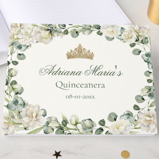 Libro De Visitas Elegant Floral Greenery Quinceanera (Subido por el creador)
