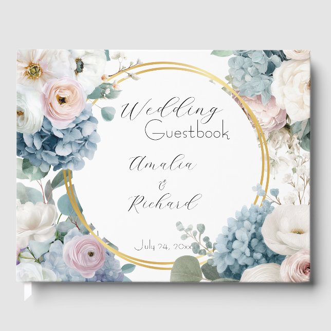 Libro De Visitas Elegant Floral Personalized Wedding Guestbook (Anverso)