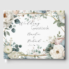 Libro De Visitas Elegant Floral Personalized Wedding Guestbook