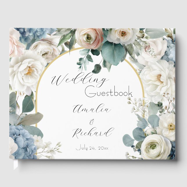 Libro De Visitas Elegant Floral Personalized Wedding Guestbook (Anverso)