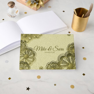Libro De Visitas Elegant Gold Floral Guest Book