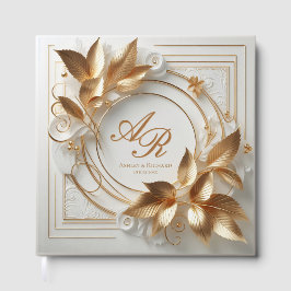 Libro De Visitas Elegant Gold Monogram Wedding Guest Book