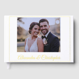 Libro De Visitas Elegant Gold Script Photo Wedding Guestbook