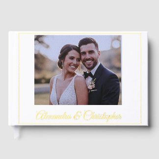 Libro De Visitas Elegant Gold Script Photo Wedding Guestbook