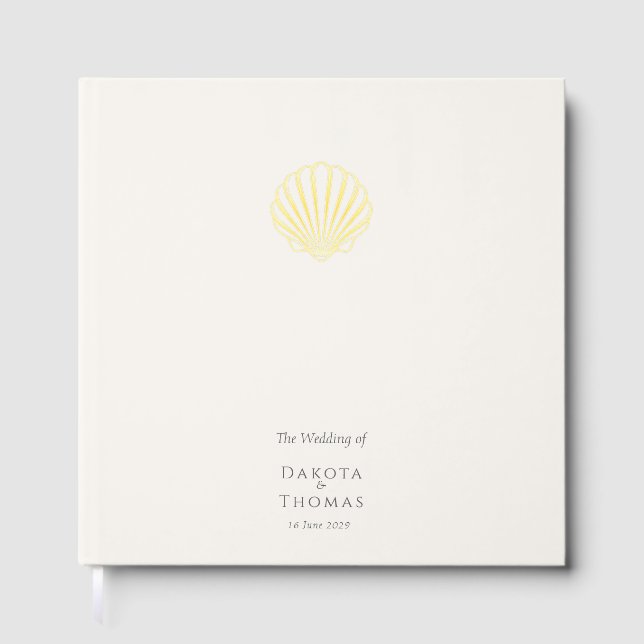 Libro De Visitas Elegant Gold Seashell Wedding (Anverso)