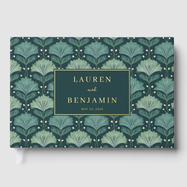 Libro De Visitas Elegant Green Botanical Leaf Motive (Anverso)