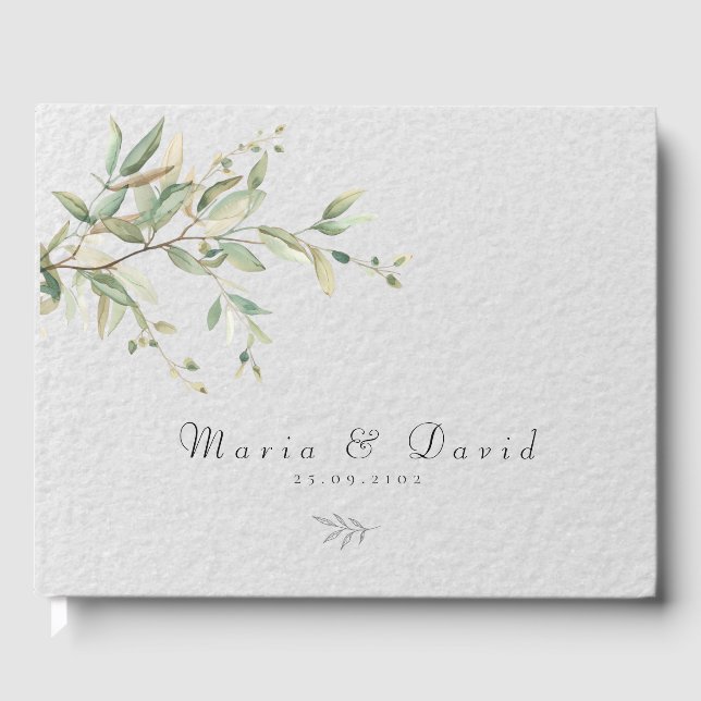 Libro De Visitas Elegant Greenery Botanical Wedding Invitation (Anverso)