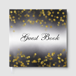 Libro De Visitas Elegant Guest Book Gold Confetti on Black