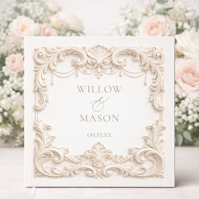 Libro De Visitas Elegant Ivory Baroque Square (Elegant Ivory Baroque Square Guest Book)