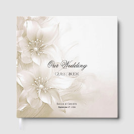Libro De Visitas Elegant Ivory White Flowers Guest Book