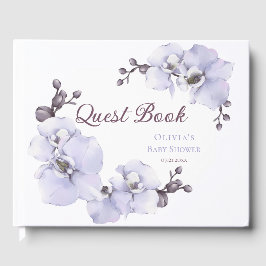 Libro De Visitas Elegant Lavender Orchid Baby Shower