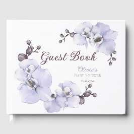 Libro De Visitas Elegant Lavender Orchid Floral Baby Shower