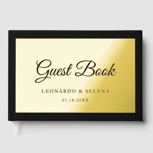 Libro De Visitas Elegant Minimal Black and Gold Wedding (Anverso)