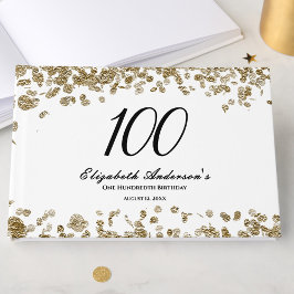 Libro De Visitas Elegant Minimalist Black and Gold 100th Birthday