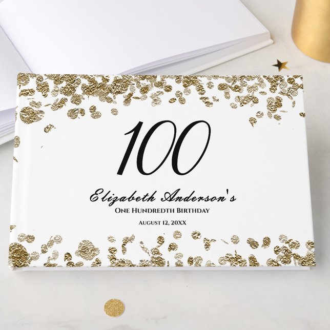Libro De Visitas Elegant Minimalist Black and Gold 100th Birthday (Subido por el creador)