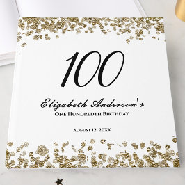 Libro De Visitas Elegant Minimalist Black and Gold 100th Birthday