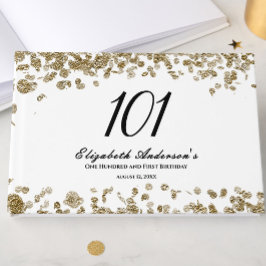 Libro De Visitas Elegant Minimalist Black and Gold 101st Birthday
