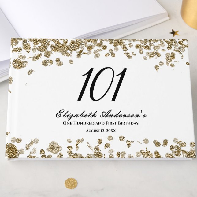 Libro De Visitas Elegant Minimalist Black and Gold 101st Birthday (Subido por el creador)