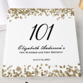 Libro De Visitas Elegant Minimalist Black and Gold 101st Birthday