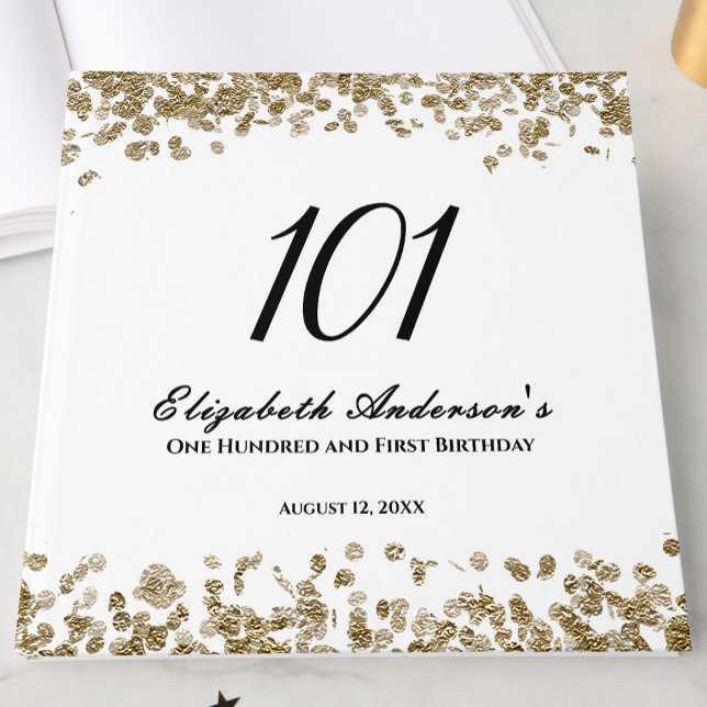 Libro De Visitas Elegant Minimalist Black and Gold 101st Birthday (Subido por el creador)