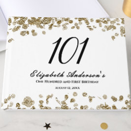 Libro De Visitas Elegant Minimalist Black and Gold 101st Birthday