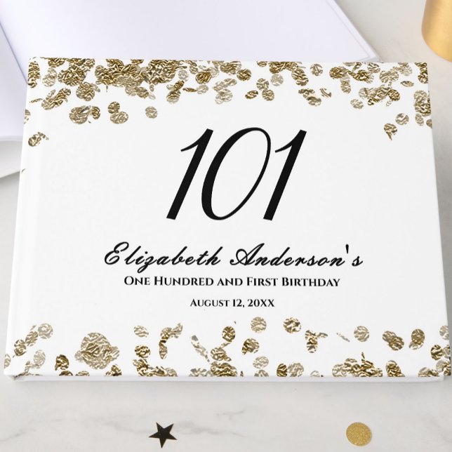 Libro De Visitas Elegant Minimalist Black and Gold 101st Birthday (Subido por el creador)
