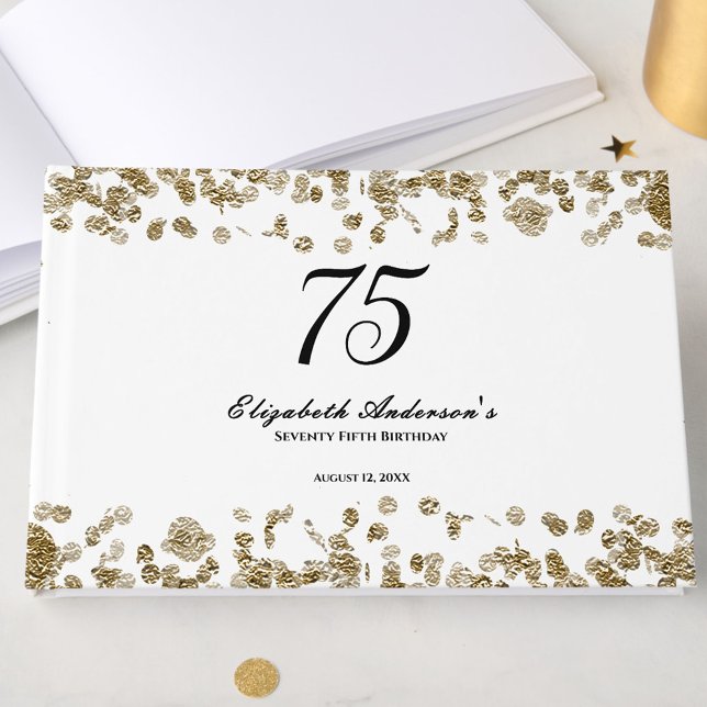 Libro De Visitas Elegant Minimalist Black and Gold 75th Birthday (Subido por el creador)