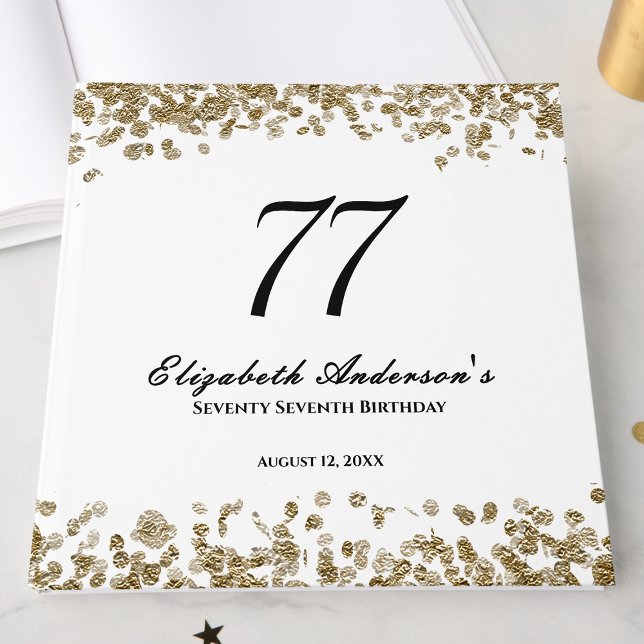 Libro De Visitas Elegant Minimalist Black and Gold 77th Birthday (Subido por el creador)