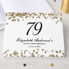 Libro De Visitas Elegant Minimalist Black and Gold 79th Birthday