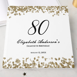 Libro De Visitas Elegant Minimalist Black and Gold 80th Birthday
