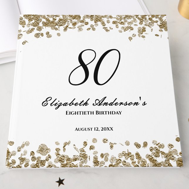 Libro De Visitas Elegant Minimalist Black and Gold 80th Birthday (Subido por el creador)