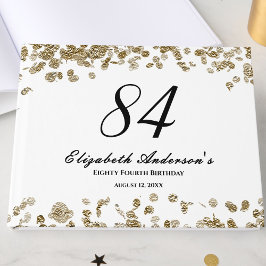 Libro De Visitas Elegant Minimalist Black and Gold 84th Birthday