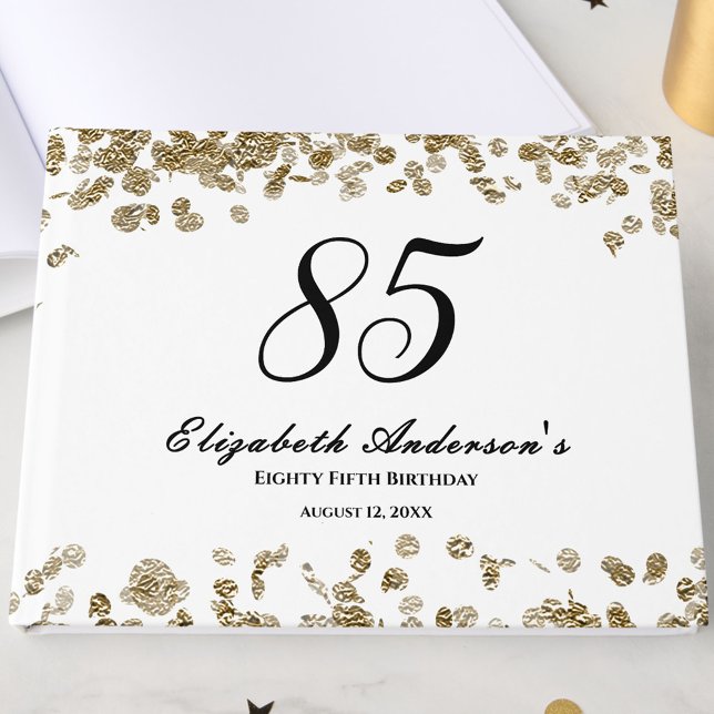 Libro De Visitas Elegant Minimalist Black and Gold 85th Birthday (Subido por el creador)