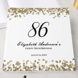 Libro De Visitas Elegant Minimalist Black and Gold 86th Birthday
