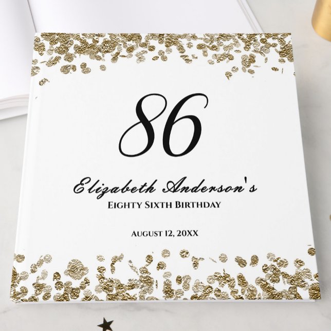 Libro De Visitas Elegant Minimalist Black and Gold 86th Birthday (Subido por el creador)